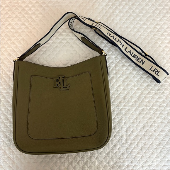 Ralph Lauren Khaki Shoulder Bag with Logo Strap - Picture 1 of 5